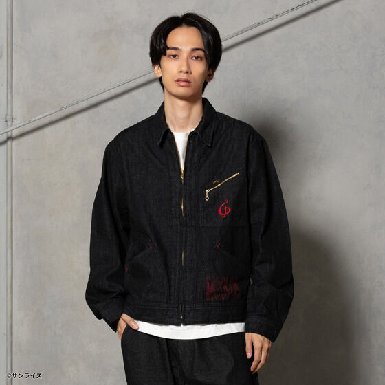 STRICT-G x Lee Gundam Char's Counterattack msn 04 91 b black denim jacket - official photo 5