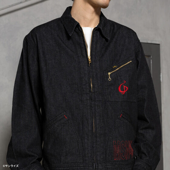 STRICT-G x Lee Gundam Char's Counterattack msn 04 91 b black denim jacket - official photo 7
