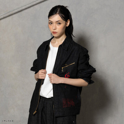 STRICT-G x Lee Gundam Char's Counterattack msn 04 91 b black denim jacket - official photo 9