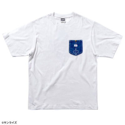 STRICT-G x Lee Gundam Char's Counterattack re gz denim pocket white t shirt - official photo 1
