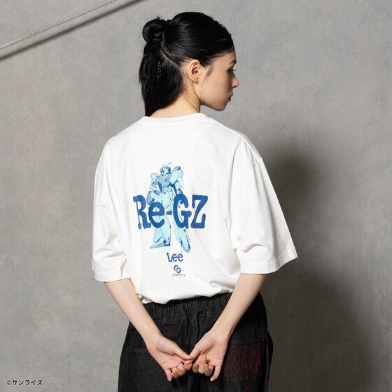 STRICT-G x Lee Gundam Char's Counterattack re gz denim pocket white t shirt - official photo 12