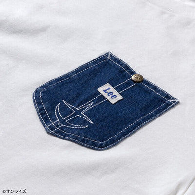 STRICT-G x Lee Gundam Char's Counterattack re gz denim pocket white t shirt - official photo 3