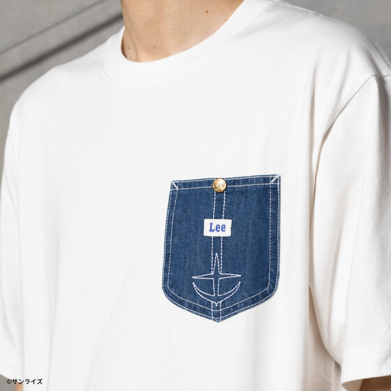 STRICT-G x Lee Gundam Char's Counterattack re gz denim pocket white t shirt - official photo 8