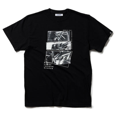 STRICT-G Mobile Suit Gundam SEED FREEDOM - Mighty Strike Freedom Gundam Scene T-Shirt - official product view 3