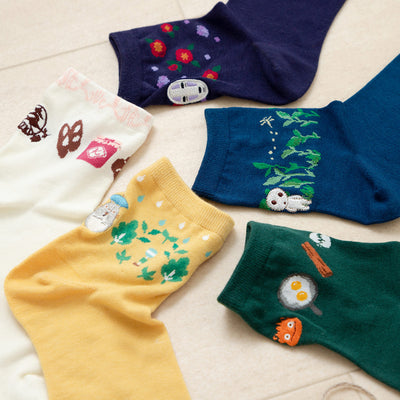 Studio Ghibli 13 cm Short Socks 23-25 cm (4 Types) - Totoro Mustard - official view 4