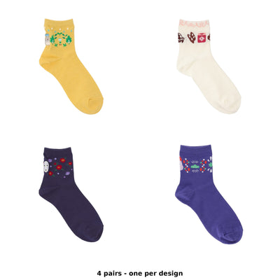 Studio Ghibli 13 cm Short Socks 23-25 cm (4 Types) - Complete Set - one pair of each design