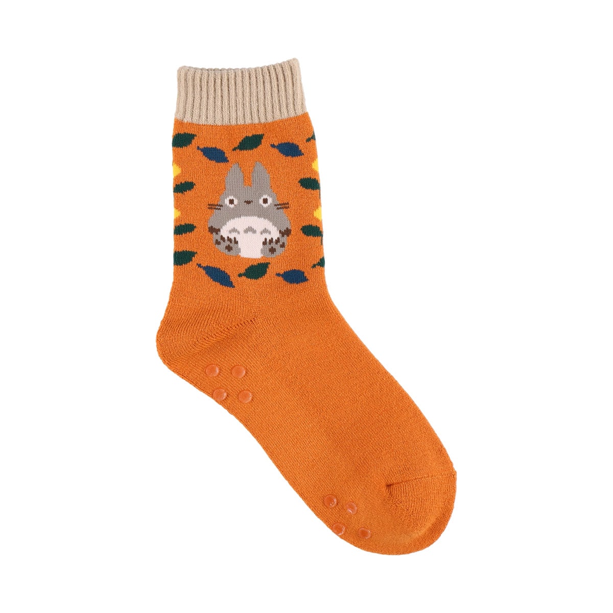 Studio Ghibli All-Terry Room Socks 23-25 cm (2 Types) - Totoro Leaves Orange - official view 1