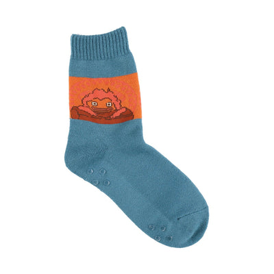 Studio Ghibli All-Terry Room Socks 23-25 cm (2 Types) - Calcifer Fireplace Blue - official view 7