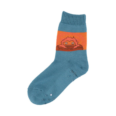 Studio Ghibli All-Terry Room Socks 23-25 cm (2 Types) - Calcifer Fireplace Blue - official view 8