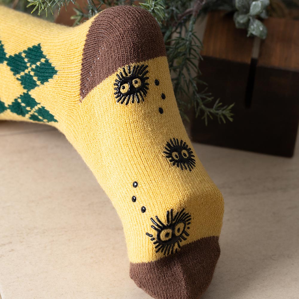 Studio Ghibli Argyle Brushed-Lining Socks 23-25 cm (2 Types) - White Totoro Orange - official view 3