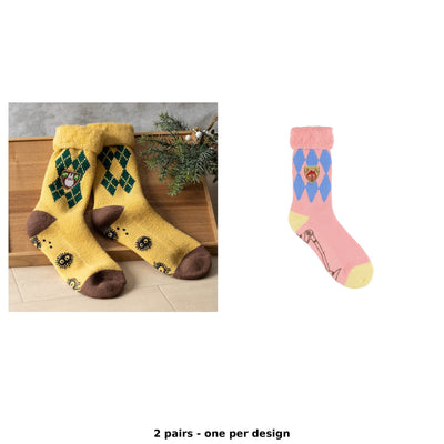 Studio Ghibli Argyle Brushed-Lining Socks 23-25 cm (2 Types) - Complete Set - one pair of each design