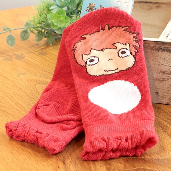 Studio Ghibli Character Puppet Sneaker Socks 13-19 cm (6 Types) - Ponyo Red - official view 8