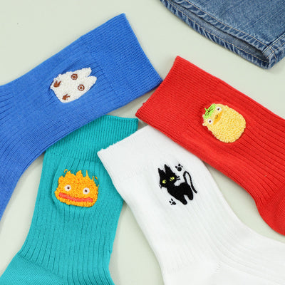 Studio Ghibli - Chenille-Embroidered Ribbed Socks 23-25 cm (4 Types) - Totoro - official view 4