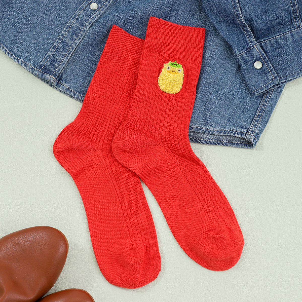 Studio Ghibli - Chenille-Embroidered Ribbed Socks 23-25 cm (4 Types) - Otori-sama - official view 9