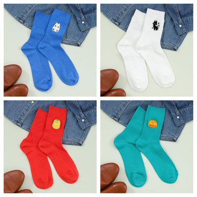 Studio Ghibli - Chenille-Embroidered Ribbed Socks 23-25 cm (4 Types) - Complete Set with all listed models