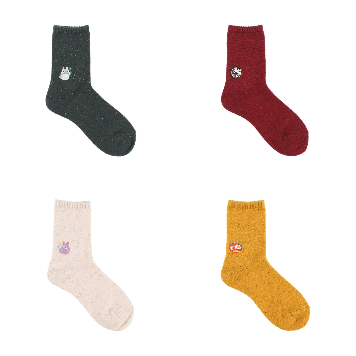 Studio Ghibli - Colour-Flecked Crew Socks 23-25 cm (4 Types) - Complete Set with all listed models