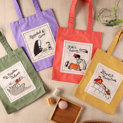 Studio Ghibli Colour Tote Bags (4 Types) - Red Kiki Departure Day - official view 19