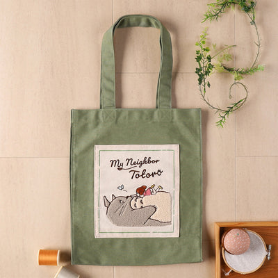Studio Ghibli Colour Tote Bags (4 Types) - Green Totoro First Meeting - official view 23