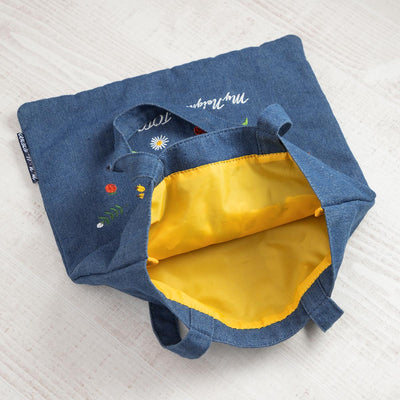 Studio Ghibli Denim Embroidery Tote Bags (4 Types) - Totoro Wreath Vertical Tote - official view 9