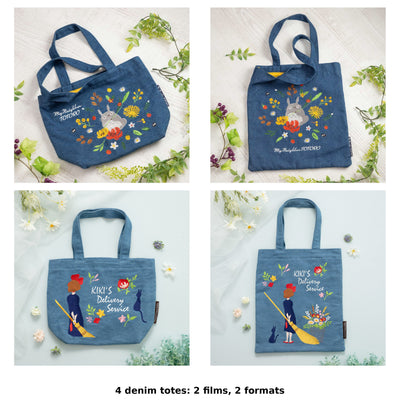 Studio Ghibli Denim Embroidery Tote Bags (4 Types) - Complete Set
