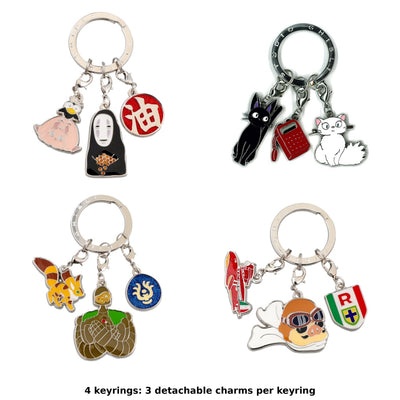 Studio Ghibli Detachable Three-Charm Keyrings (4 Types) - Complete Set showing one of each model