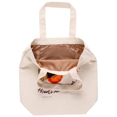 Studio Ghibli Embroidered Canvas Tote Bags (2 Types) - Flustered Calcifer - official view 4