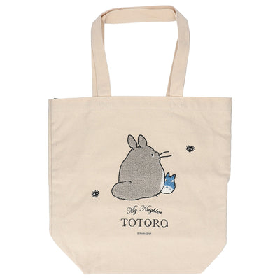 Studio Ghibli Embroidered Canvas Tote Bags (2 Types) - Totoro Looking Back - official view 9