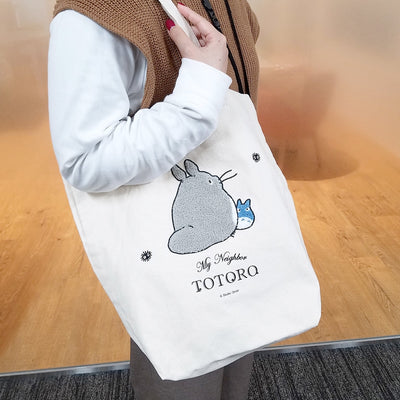 Studio Ghibli Embroidered Canvas Tote Bags (2 Types) - Totoro Looking Back - official view 13