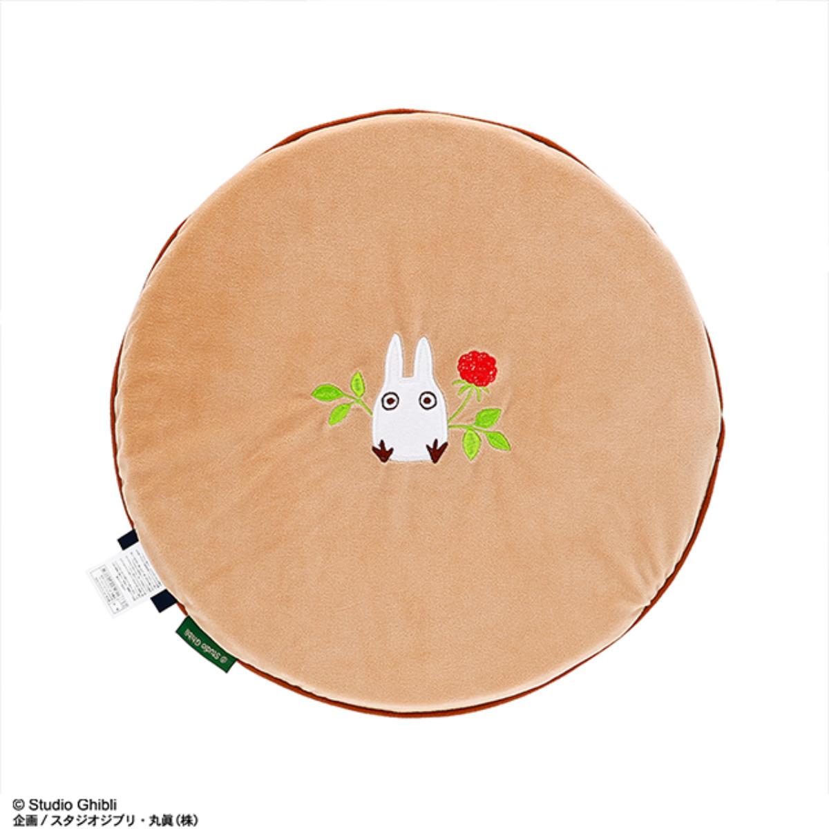 Studio Ghibli Embroidered Round Seat Cushions (2 Types) - Totoro - Wild Strawberry Wreath - official view 2