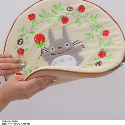 Studio Ghibli Embroidered Round Seat Cushions (2 Types) - Totoro - Wild Strawberry Wreath - official view 4