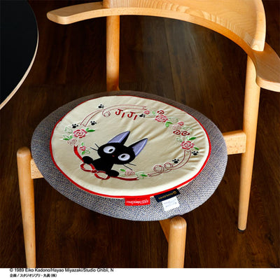 Studio Ghibli Embroidered Round Seat Cushions (2 Types) - Ribbon and Jiji - official view 7