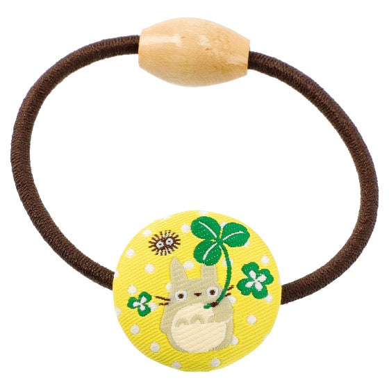Studio Ghibli Fabric-Covered Button Hair Ties (3 Types) - Totoro and Clover - official view 1