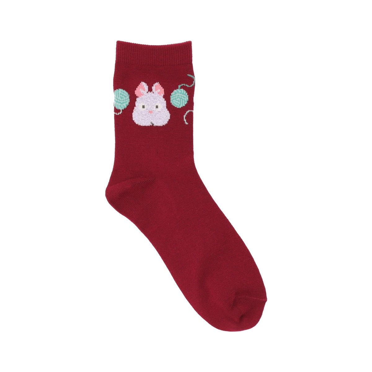 Studio Ghibli Fluffy-Motif Crew Socks 23-25 cm (2 Types) - Boh Burgundy - official view 5