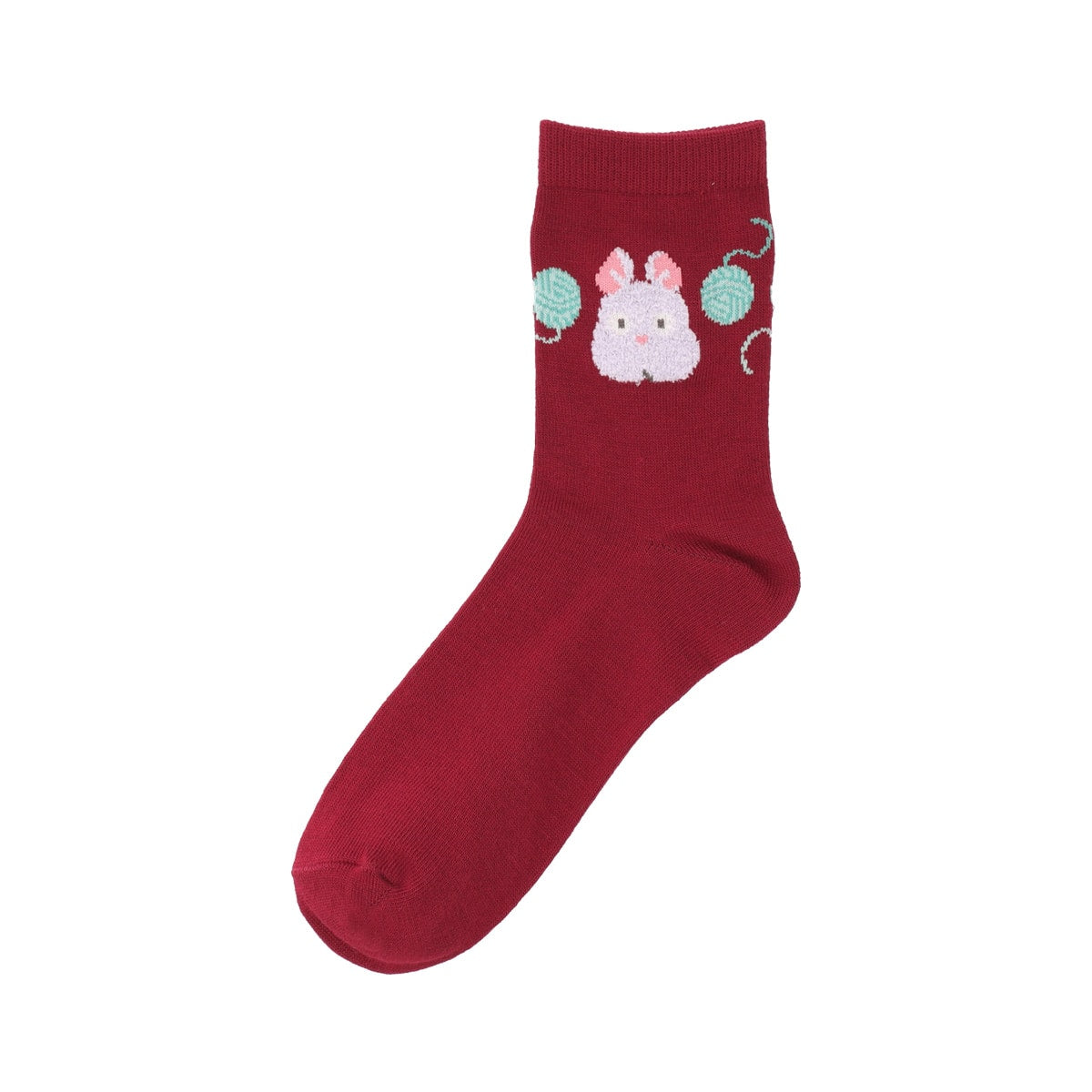 Studio Ghibli Fluffy-Motif Crew Socks 23-25 cm (2 Types) - Boh Burgundy - official view 6