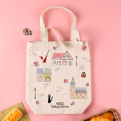 Studio Ghibli Forest and Town Embroidered Tote Bags (4 Types) - Jiji Town Tall - official view 24