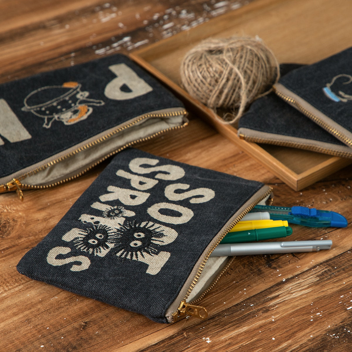 Studio Ghibli - GBL Black Denim Pouches (3 Types) - Soot Sprites - official view 6