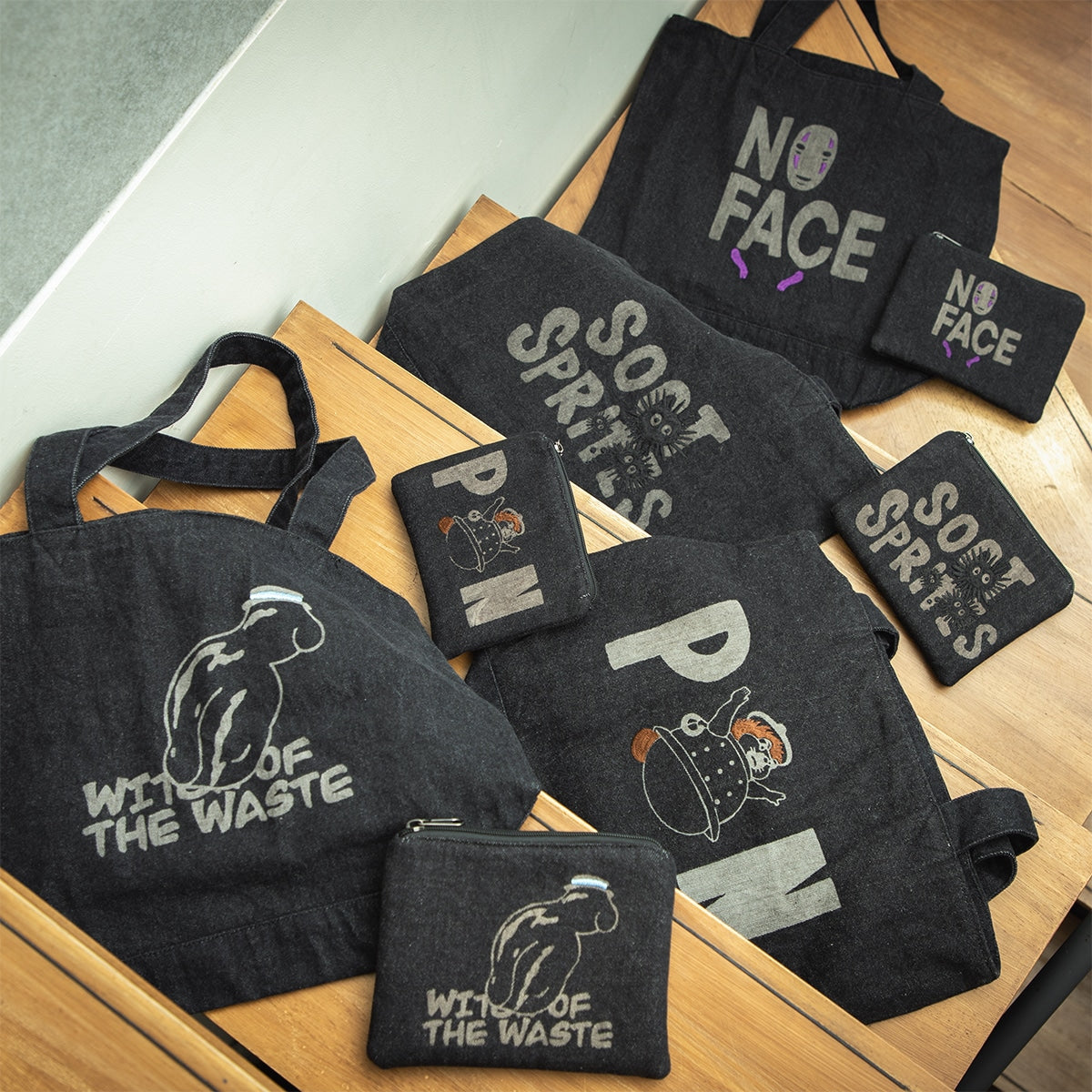 Studio Ghibli - GBL Black Denim Pouches (3 Types) - Soot Sprites - official view 9
