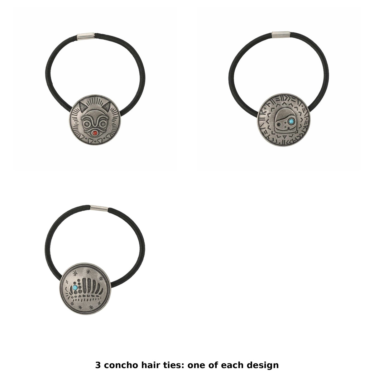 Studio Ghibli GBL Concho Hair Ties (3 Types) - Complete Set showing one of each model