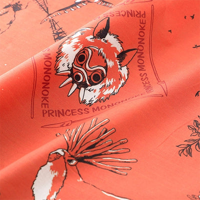 Studio Ghibli GBL Cotton Bandanas 53 cm (2 Types) - Princess Mononoke - Terracotta - official view 2