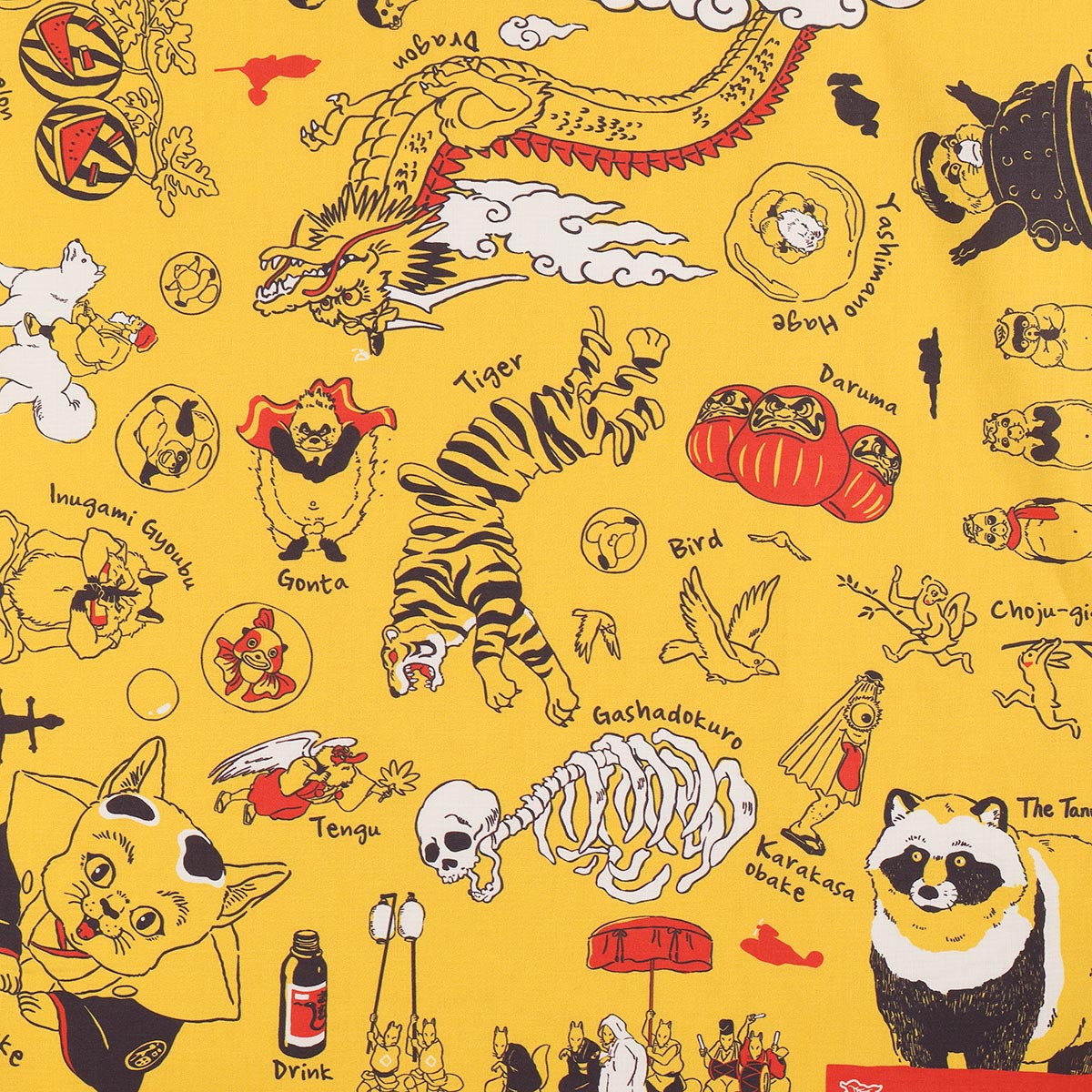 Studio Ghibli GBL Cotton Bandanas 53 cm (2 Types) - Pom Poko - Yellow - official view 8
