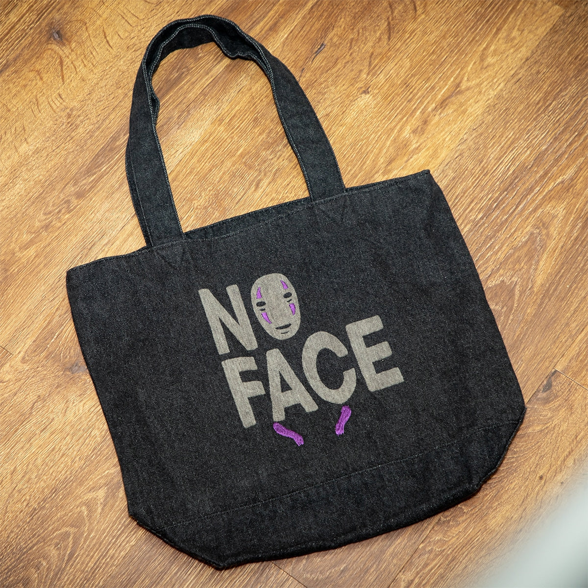 Studio Ghibli GBL Discharge Denim Tote Bags (4 Types) - Black No-Face - official view 1