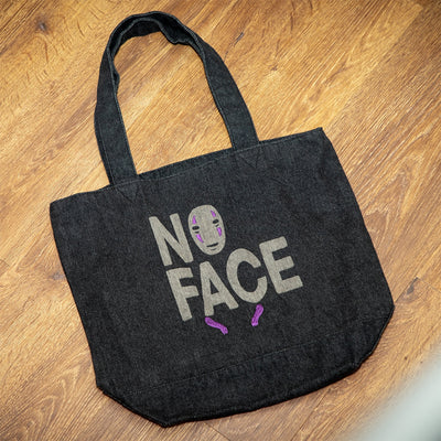 Studio Ghibli GBL Discharge Denim Tote Bags (4 Types) - Black No-Face - official view 1
