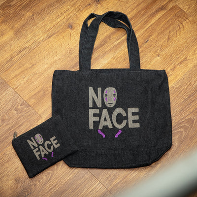 Studio Ghibli GBL Discharge Denim Tote Bags (4 Types) - Black No-Face - official view 3