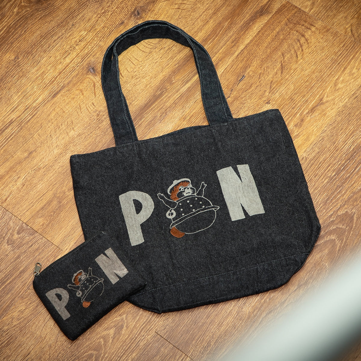 Studio Ghibli GBL Discharge Denim Tote Bags (4 Types) - Black Shokichi - official view 14