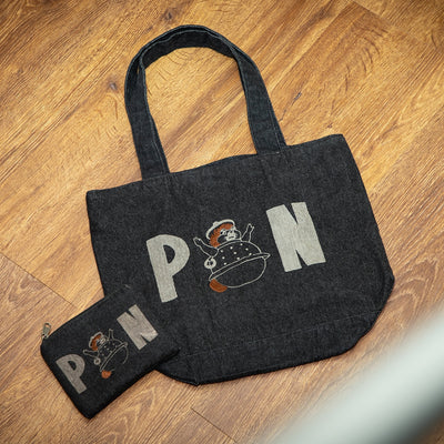 Studio Ghibli GBL Discharge Denim Tote Bags (4 Types) - Black Shokichi - official view 14
