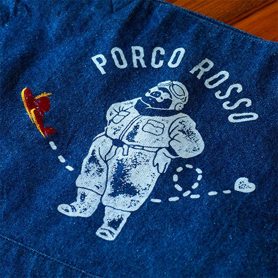 Studio Ghibli GBL Discharge Denim Tote Bags (4 Types) - Indigo Porco Rosso - official view 17