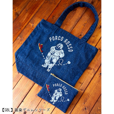 Studio Ghibli GBL Discharge Denim Tote Bags (4 Types) - Indigo Porco Rosso - official view 22
