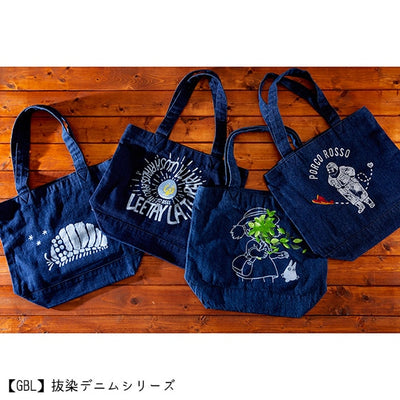 Studio Ghibli GBL Discharge Denim Tote Bags (4 Types) - Indigo Porco Rosso - official view 23