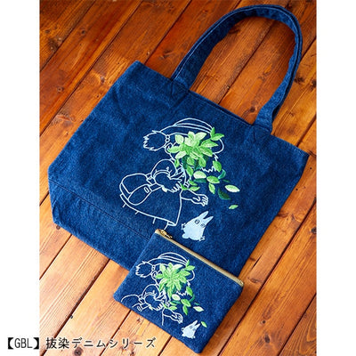 Studio Ghibli GBL Discharge Denim Tote Bags (4 Types) - Indigo Totoro - official view 27
