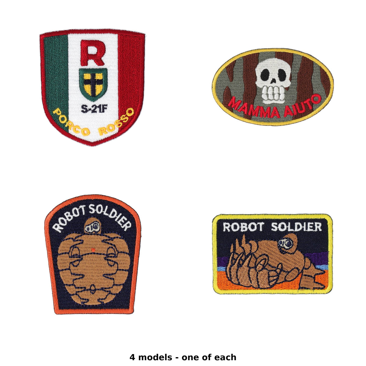 Studio Ghibli GBL Embroidered Iron-On Patches (4 Types) - Complete Set - one of each model
